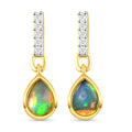 Natürliche, äthiopische Opal und Zirkon-Ohrhänger in Silber