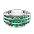 Premium Kagem sambischer Smaragd-Ring, 925 Silber platiniert (Größe 17.00) ca. 1.40 ct