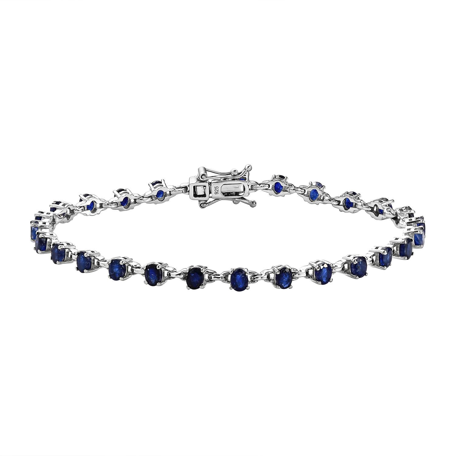 Masoala Saphir Armband, (Fissure gefüllt), ca. 20 cm, 925 Silber platiniert ca. 7,25 ct