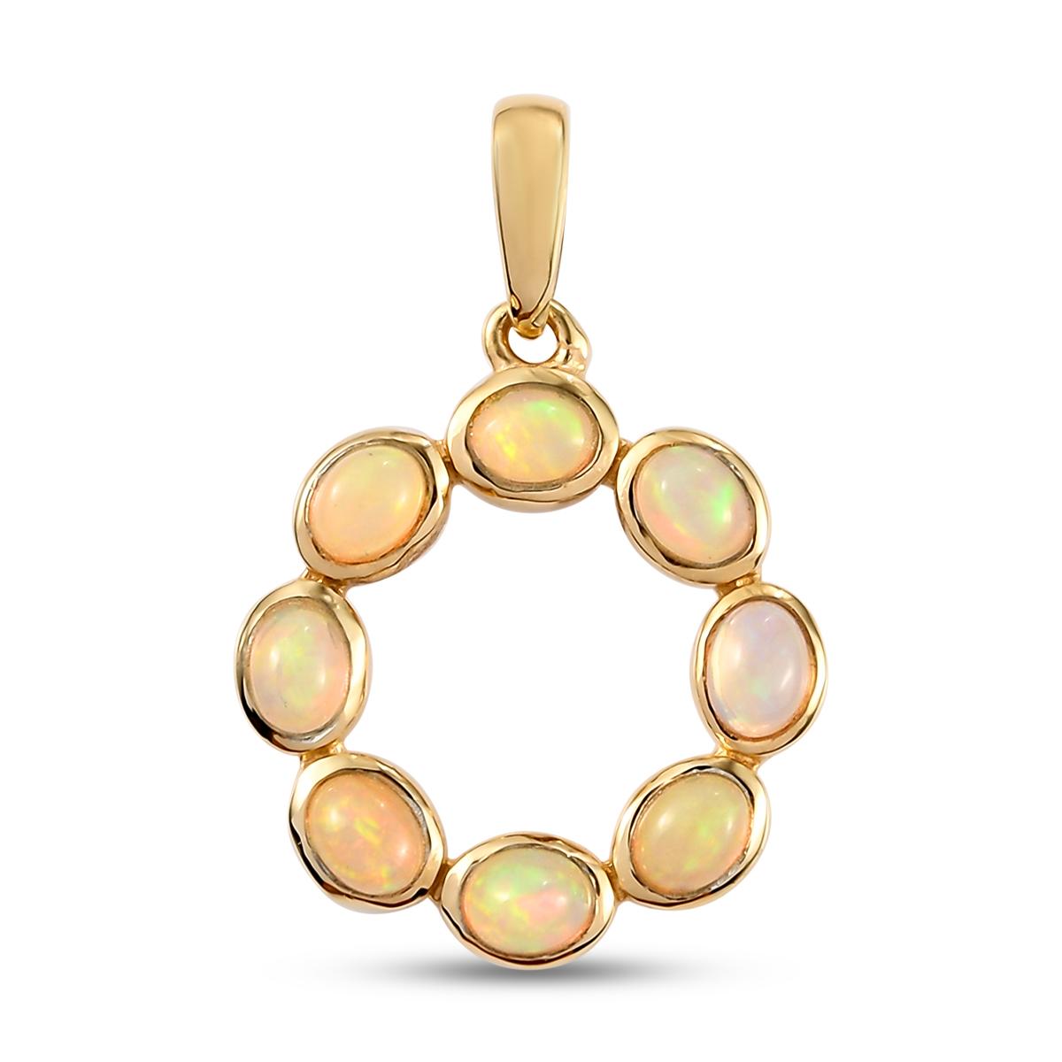 Natürlicher, äthiopischer Opal-Anhänger, 925 Silber vergoldet ca. 0,88 ct