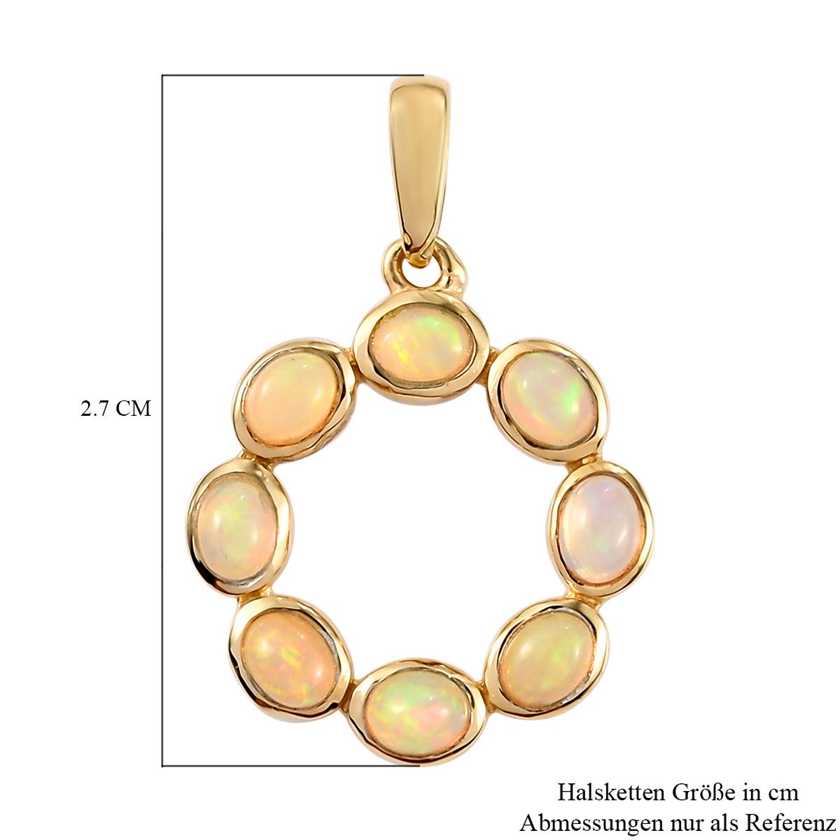 Natürlicher, äthiopischer Opal-Anhänger, 925 Silber vergoldet ca. 0,88 ct