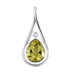 Ouro Verde-Quarz und weißer Zirkon-Anhänger, 925 Silber platiniert ca. 2,94 ct
