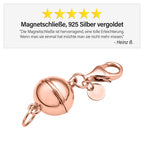 3er Set - Magnetverschluss Rundform, mit Karabinerverschluss, 925 Silber rhodiniert, rosévergoldet, vergoldet ca. 3,00g