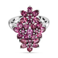 Rhodolith Granat-Ring, 925 Silber platiniert (Größe 17.00) ca. 3,62 ct