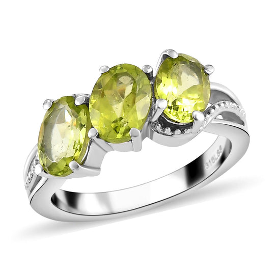 Natürlicher Peridot-Ring, Edelstahl, ca. 2,18 ct