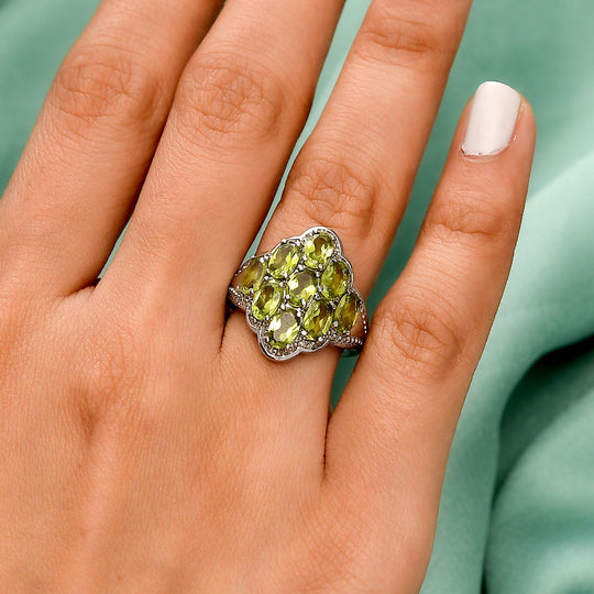 Peridot-Ring, Edelstahl, ca. 4,51 ct