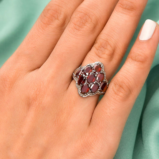 Roter Granat-Ring, Edelstahl, ca. 5,39 ct