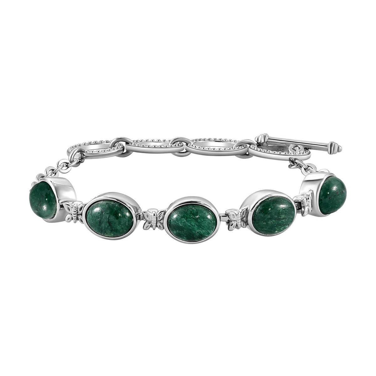 Grünes Aventurin Armband, ca. 19 cm, Edelstahl ca. 11,17 ct