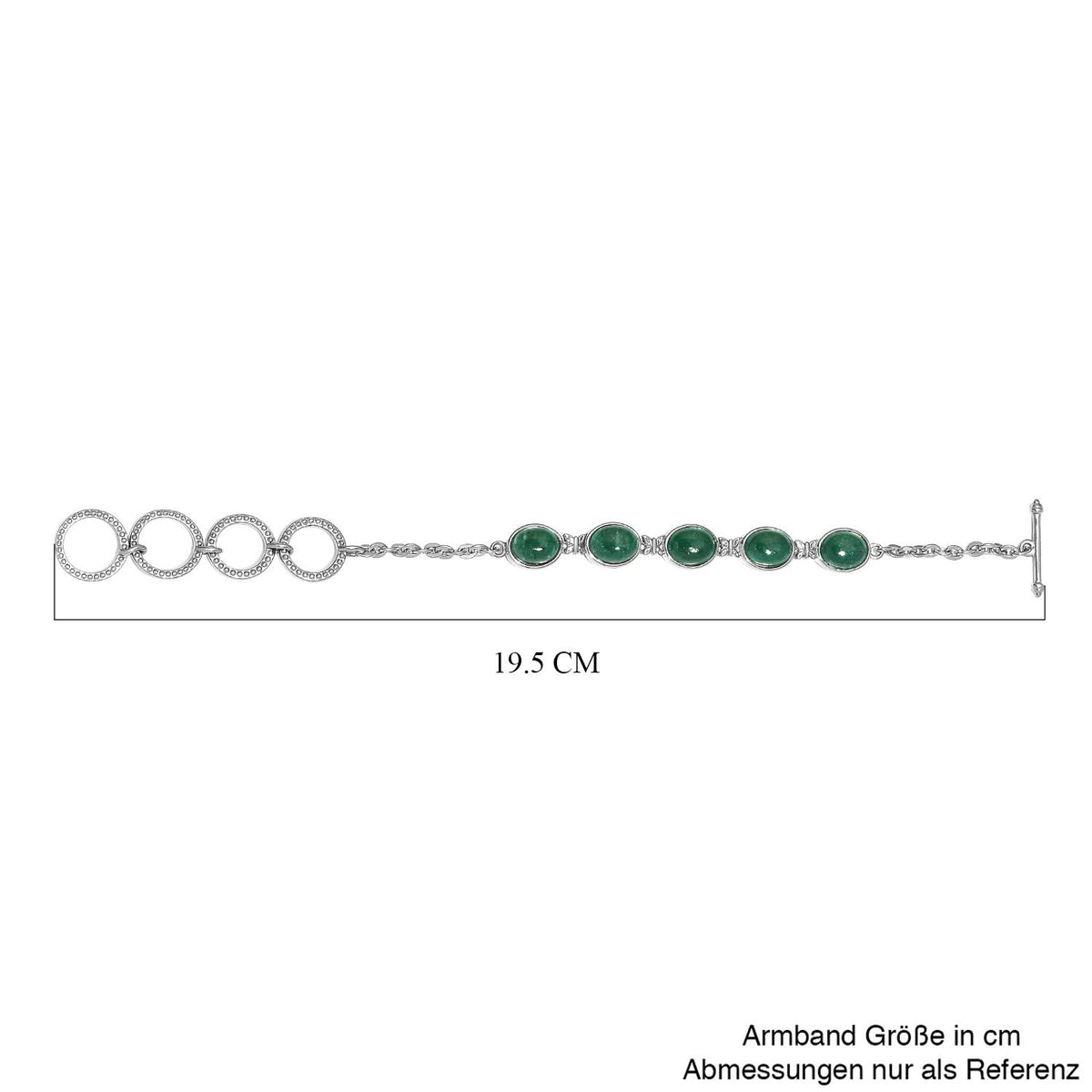 Grünes Aventurin Armband, ca. 19 cm, Edelstahl ca. 11,17 ct