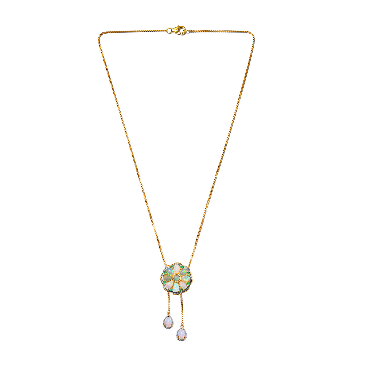 GP Kollektion - Natürliche, äthiopische Welo Opal Halskette, ca. 45 cm, 925 Silber vergoldet ca. 3.79 ct