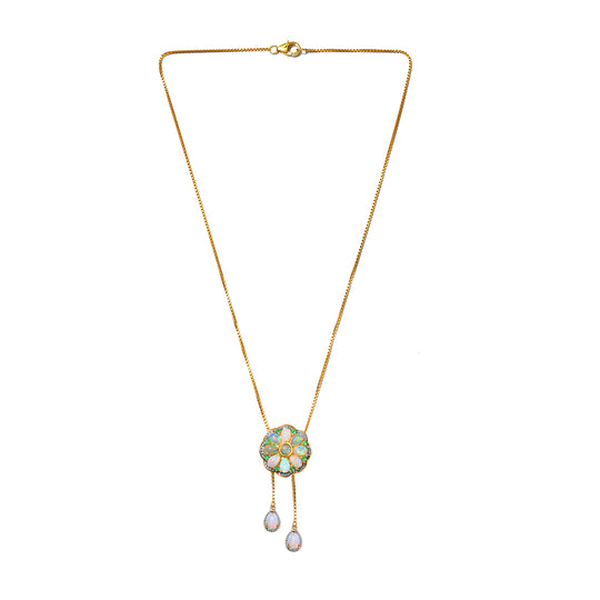 GP Kollektion - Natürliche, äthiopische Welo Opal Halskette, ca. 45 cm, 925 Silber vergoldet ca. 3.79 ct