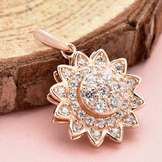 Lustro Stella - Weißer Zirkonia-Anhänger, 925 Silber rosévergoldet ca. 0.63 ct