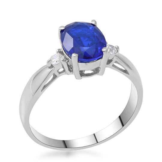 Tansanischer, blauer Spinell und weißer Zirkon-Ring, 925 Silber platiniert ca. 2,45 ct