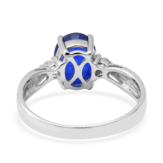 Tansanischer, blauer Spinell und weißer Zirkon-Ring, 925 Silber platiniert ca. 2,45 ct