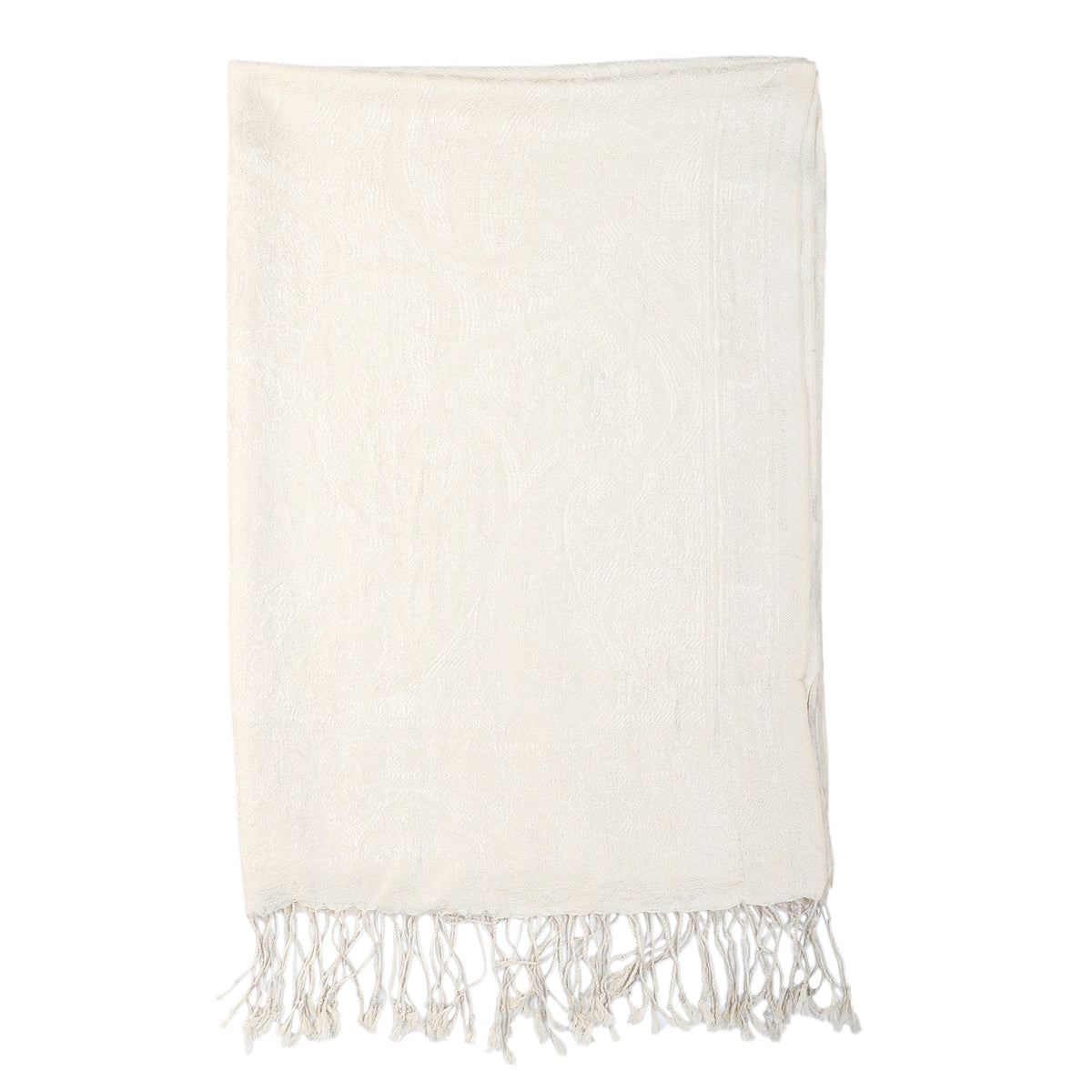 Premium Kollektion - gewebter Schal, 100% Natur Seide, Jamawar Design, 68x190 cm, Elfenbein