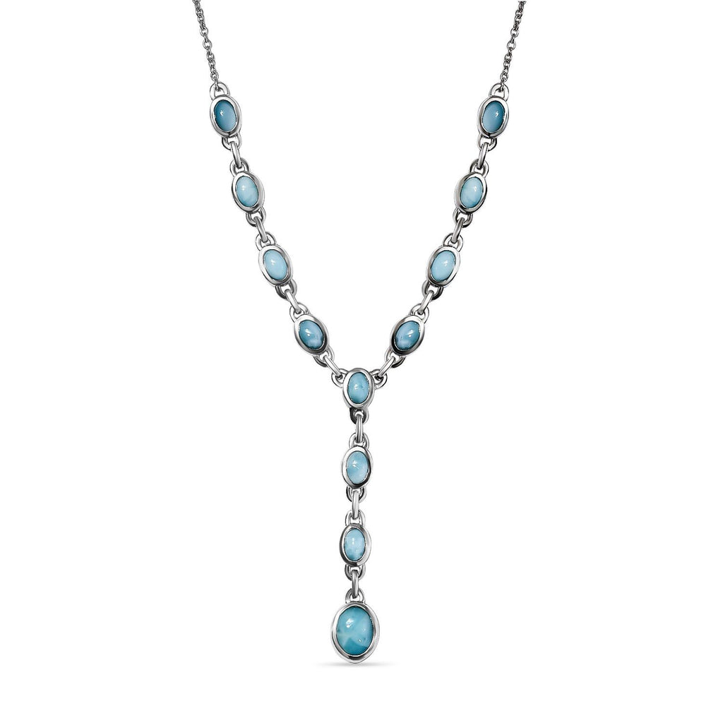 Larimar Collier, ca. 45 cm, 925 Silber platiniert ca. 7.24 ct
