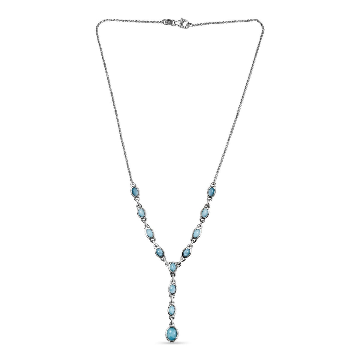 Larimar Collier, ca. 45 cm, 925 Silber platiniert ca. 7.24 ct
