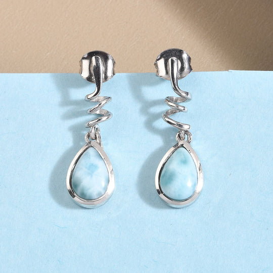Larimar-Ohrringe, 925 Silber platiniert ca. 2,97 ct