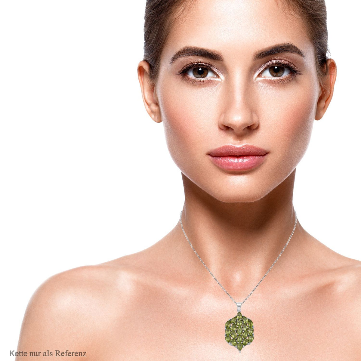 Natürlicher Peridot-Anhänger, 925 Silber platiniert ca. 8.70 ct