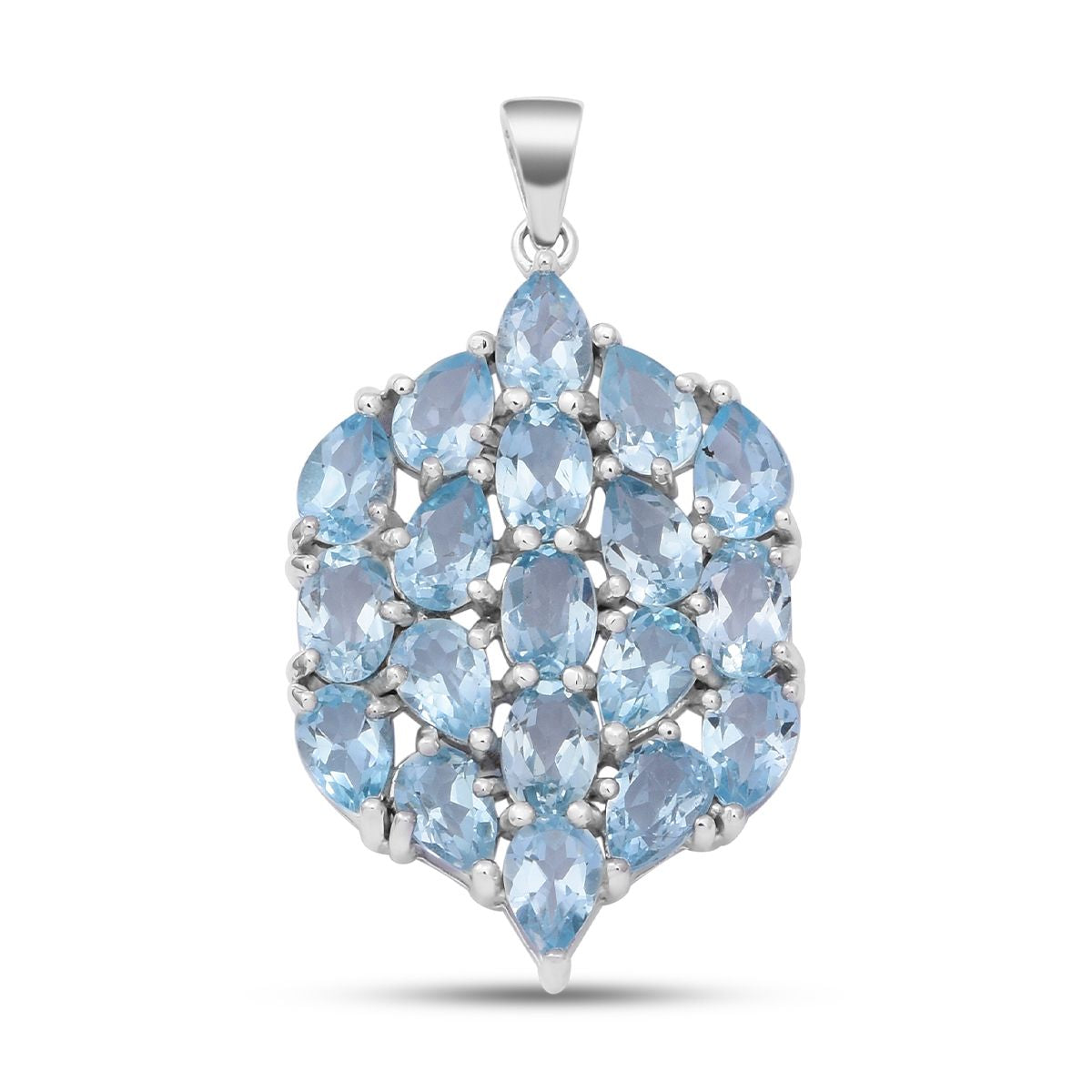 Himmelblauer Topas Anhänger, 925 Silber platiniert ca. 9,51 ct