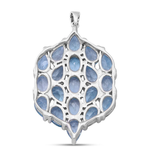 Himmelblauer Topas Anhänger, 925 Silber platiniert ca. 9,51 ct