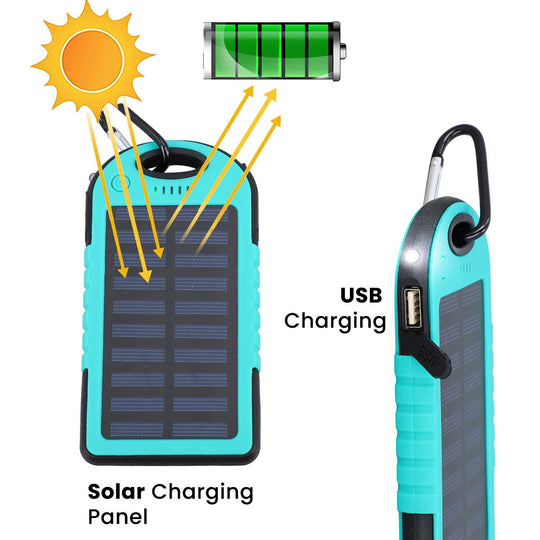 HOMESMART - Solarpowerbank mit 5000 mAh, tragbar, 15x7.5cm, 145g, lila