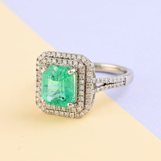 RHAPSODY AAAA kolumbianischer Smaragd und weißer Diamant-Ring, VS E-F, 950 Platin ca. 2.90 ct