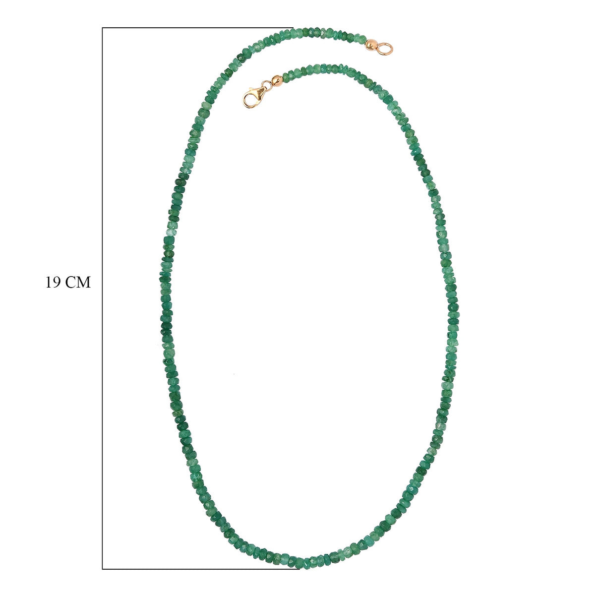 Kagem sambische Smaragd-Halskette, ca. 50 cm, 925 Silber vergoldet ca. 64,00 ct