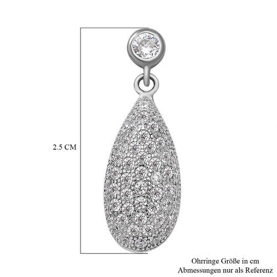 LUSTRO STELLA - weiße Zirkonia-Ohrringe, 925 Silber ca. 1.75 ct