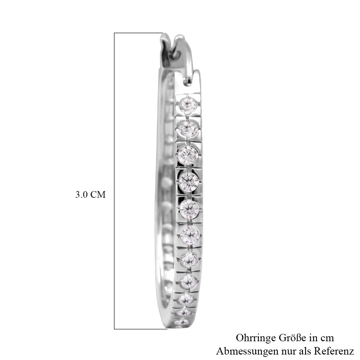 Lustro Stella - weiße Zirkonia-Creolen, 925 Silber rhodiniert ca. 1.26 ct
