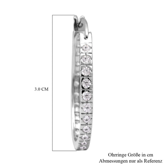 Lustro Stella - weiße Zirkonia-Creolen, 925 Silber rhodiniert ca. 1.26 ct