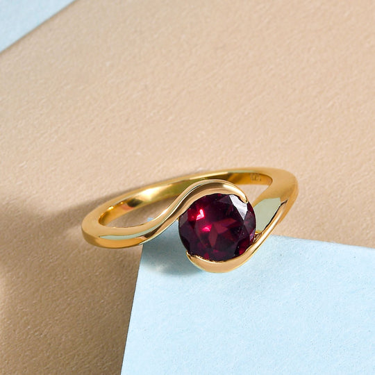Rhodolith Granat-Ring, 925 Silber vergoldet ca. 1.53 ct