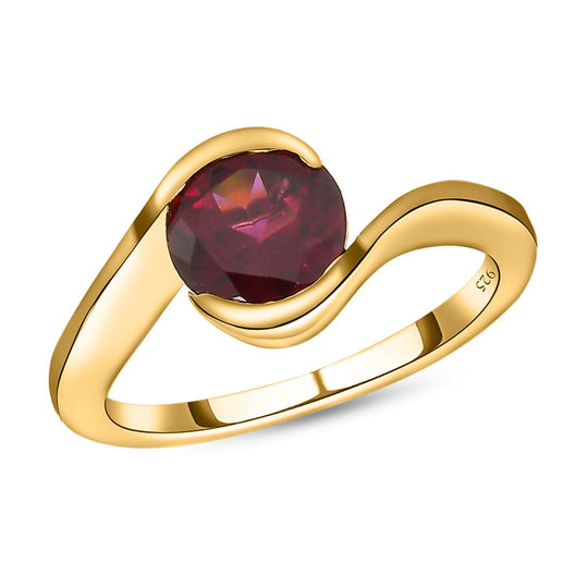Rhodolith Granat-Ring, 925 Silber vergoldet ca. 1.53 ct