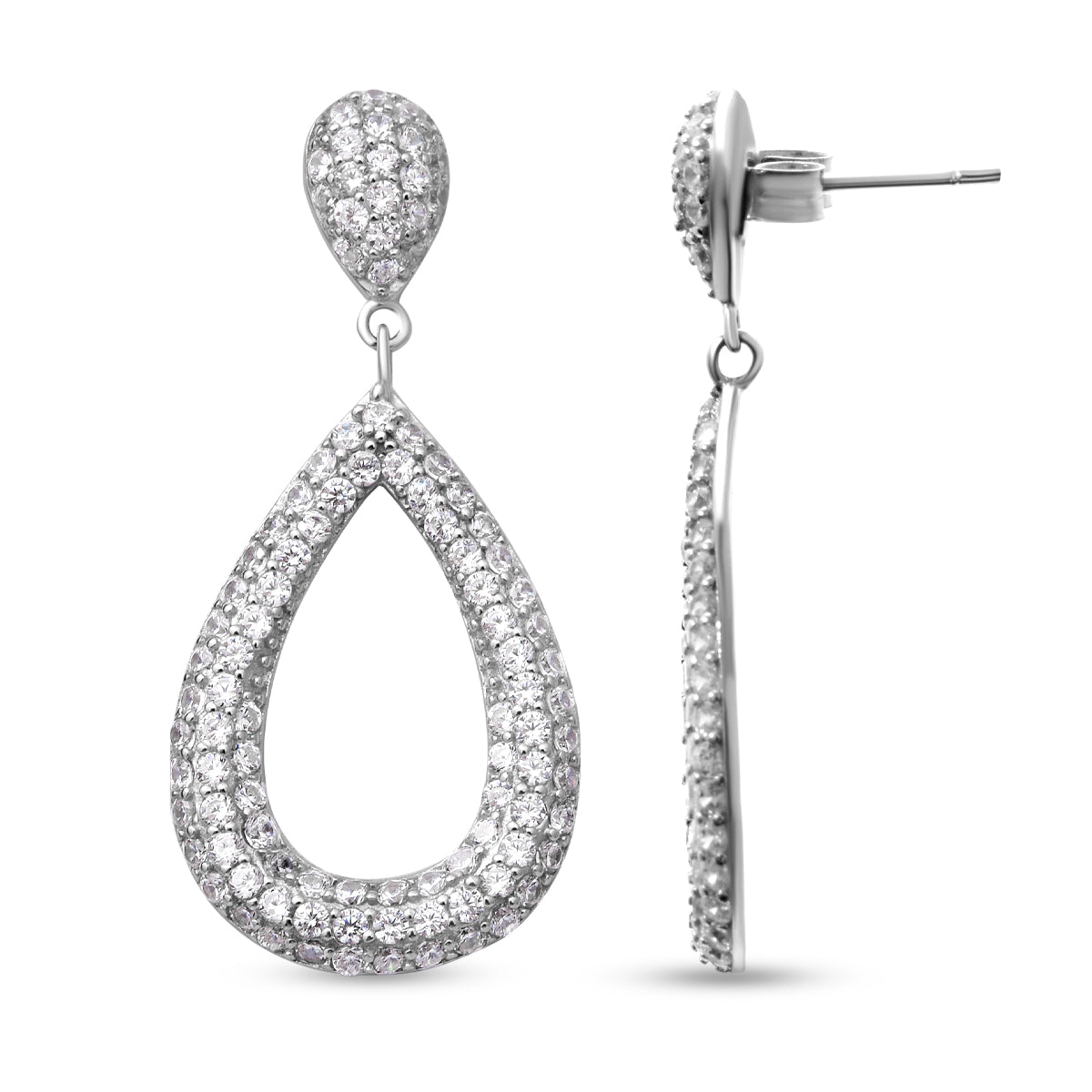 Lustro Stella - Weiße Zirkonia-Ohrringe, 925 Silber rhodiniert ca. 3.09 ct
