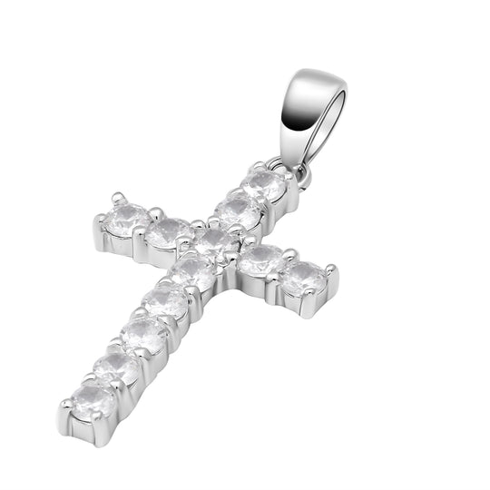Lustro Stella - weißer Zirkonia Kreuz-Anhänger, 925 Silber rhodiniert ca. 0.43 ct