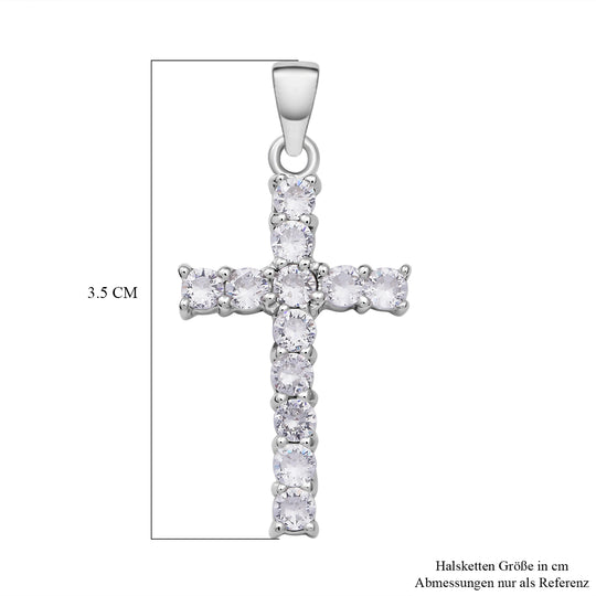 Lustro Stella - weißer Zirkonia Kreuz-Anhänger, 925 Silber rhodiniert ca. 0.43 ct