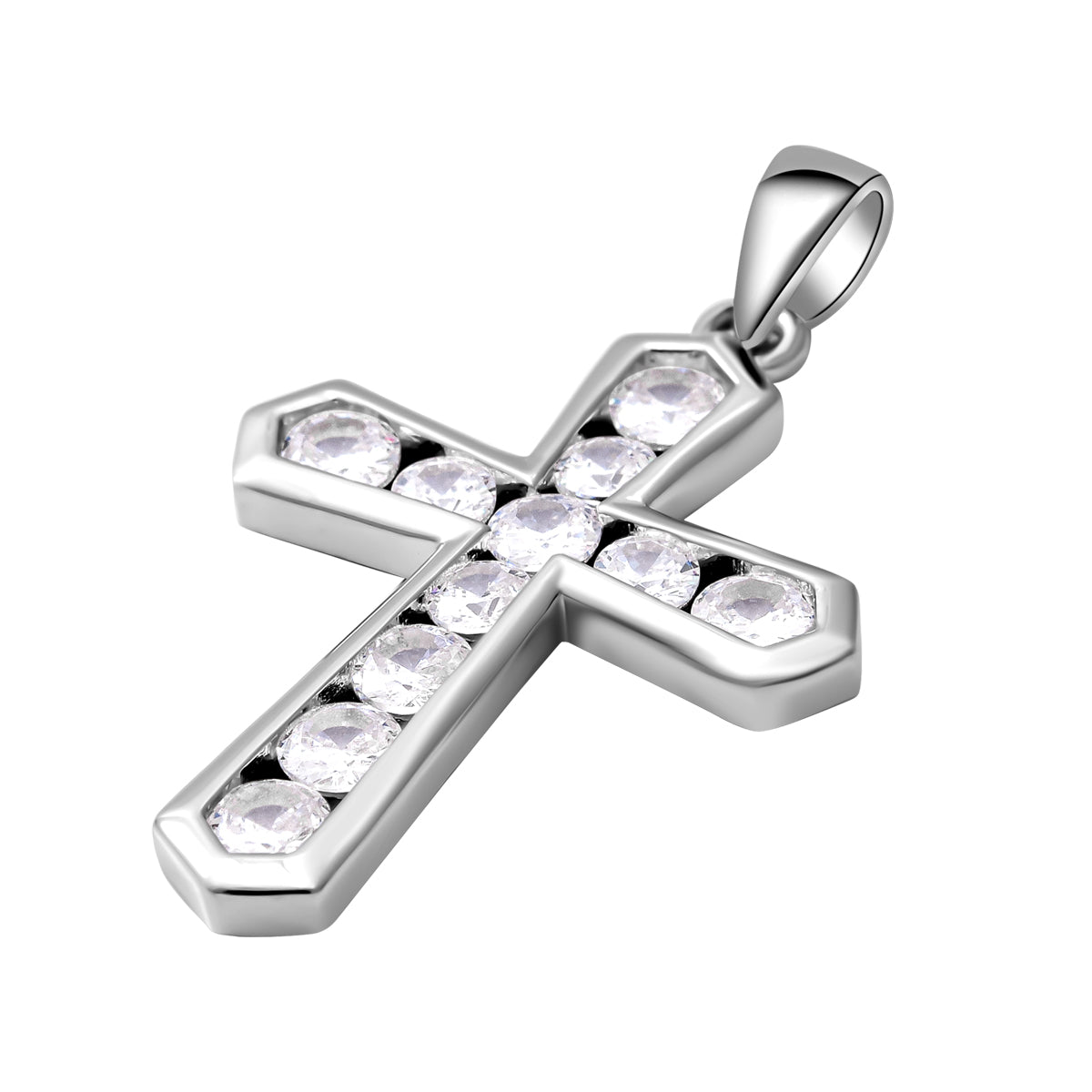 Lustro Stella - Weißer Zirkonia Kreuz-Anhänger, 925 Silber rhodiniert ca. 0,54 ct