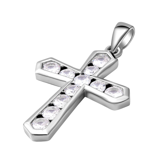 Lustro Stella - Weißer Zirkonia Kreuz-Anhänger, 925 Silber rhodiniert ca. 0,54 ct