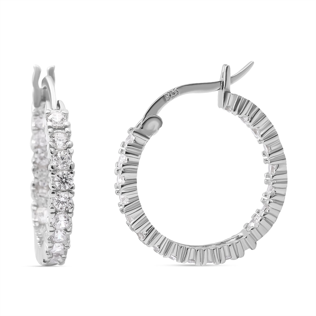 Lustro Stella - Weiße Zirkonia-Creolen, 925 Silber rhodiniert ca. 0.72 ct