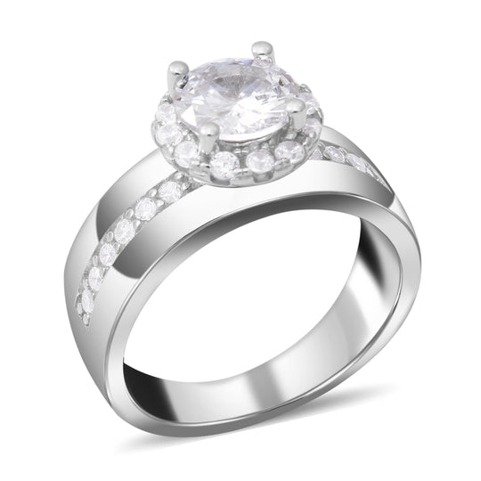 Lustro Stella - Weißer Zirkonia-Ring, 925 Silber rhodiniert ca. 0,86 ct