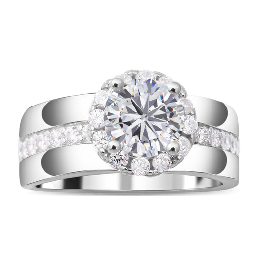 Lustro Stella - Weißer Zirkonia-Ring, 925 Silber rhodiniert ca. 0,86 ct
