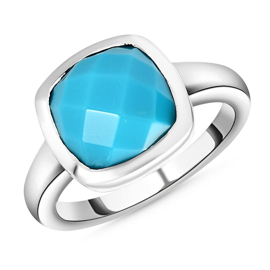Amerikanischer, natürlicher Sleeping Beauty Türkis-Ring, 925 Silber platiniert ca. 3.76 ct