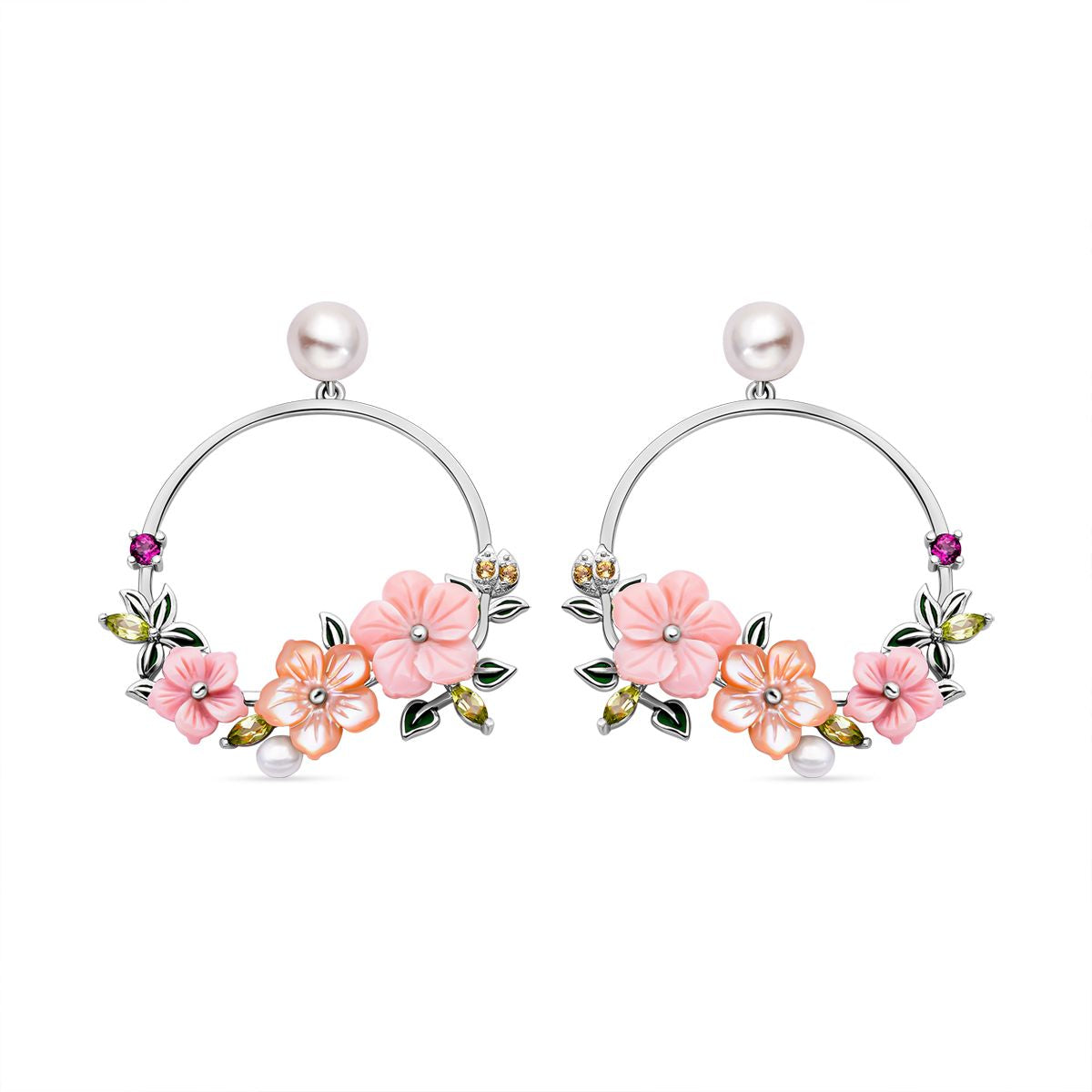 Jardin Kollektion - Süßwasserperlen und rosa Perlmutt-Ohrringe, 925 Silber rhodiniert ca. 0.74 ct