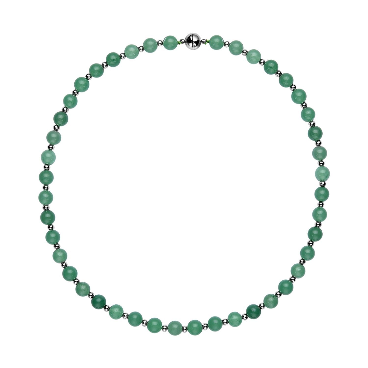 Grüne Aventurin Halskette, ca. 50 cm, reiner Edelstahl ca. 162,50 ct