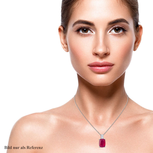 AAA Afrikanischer Rubin (Fissure gefüllt) und Moissanit-Anhänger, 925 Silber platiniert ca. 8.91 ct
