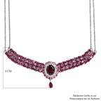 Rhodolith Granat-Collier, ca. 45 cm, 925 Silber platiniert ca. 17.57 ct