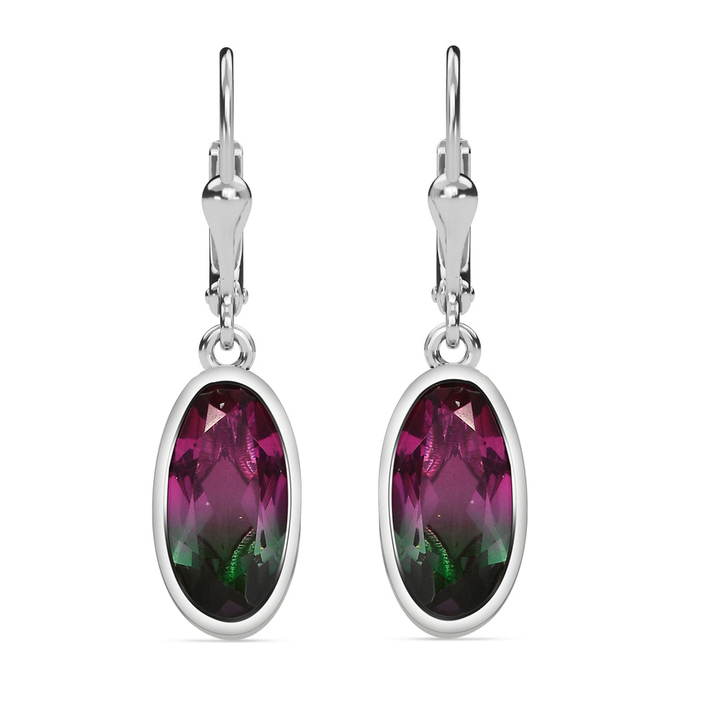 Wassermelonen-Quarz-Triplett Ohrringe 925 Silber platiniert ca. 6,78 ct