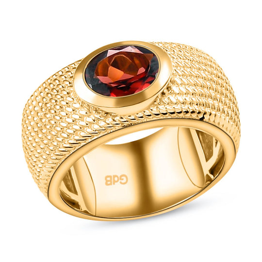 Roter Granat Ring, reines Messing vergoldet ca. 1,49 ct