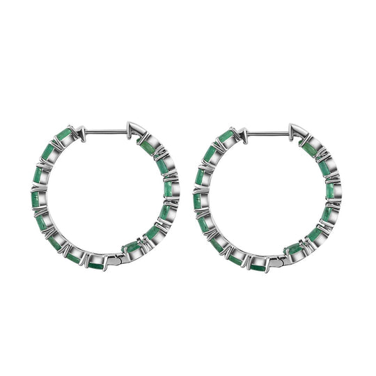 Kagem sambische Smaragd-Creolen, 925 Silber platiniert ca. 6.05 ct