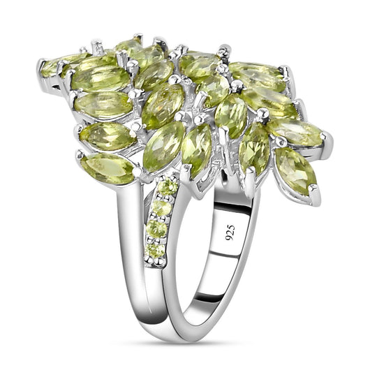 Natürlicher Peridot-Ring, 925 Silber platiniert ca. 4,60 ct